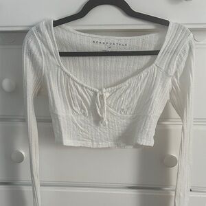 Aeropostale White Ribbed Crop Top